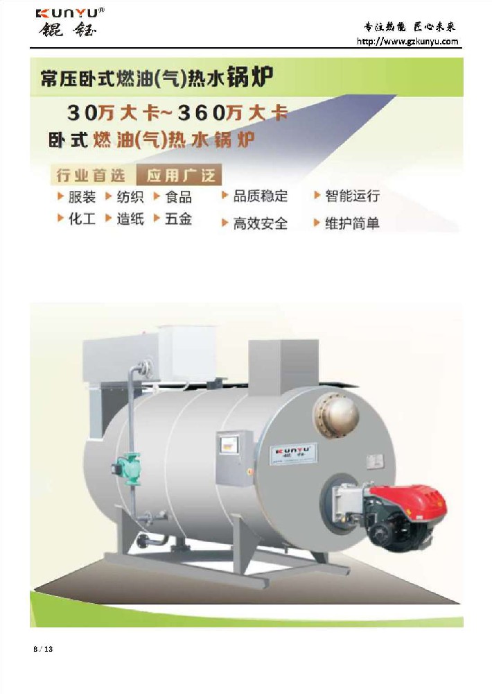 臥式30-90萬燃油（氣）熱水鍋爐